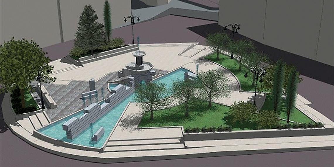 Un rendering della ristrutturazione di piazza Fontana