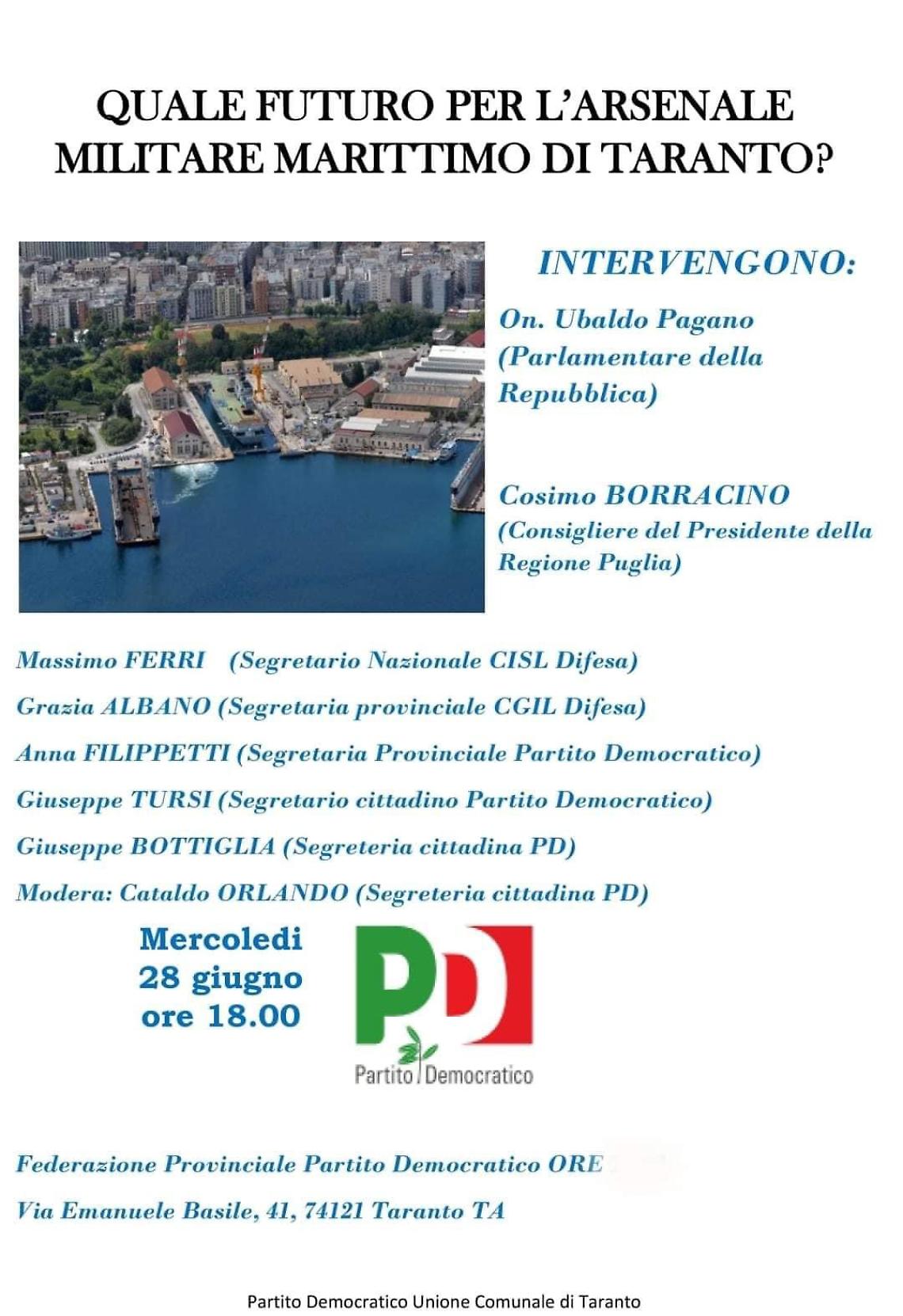 Il convegno sul futuro dell’Arsenale Militare di Taranto 