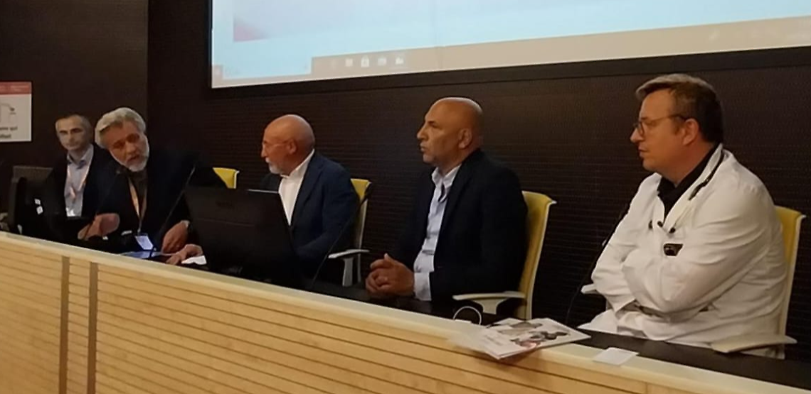 Un momento dell'incontro nell'auditorium del Ss. Annunziata (Padiglione Vinci)
