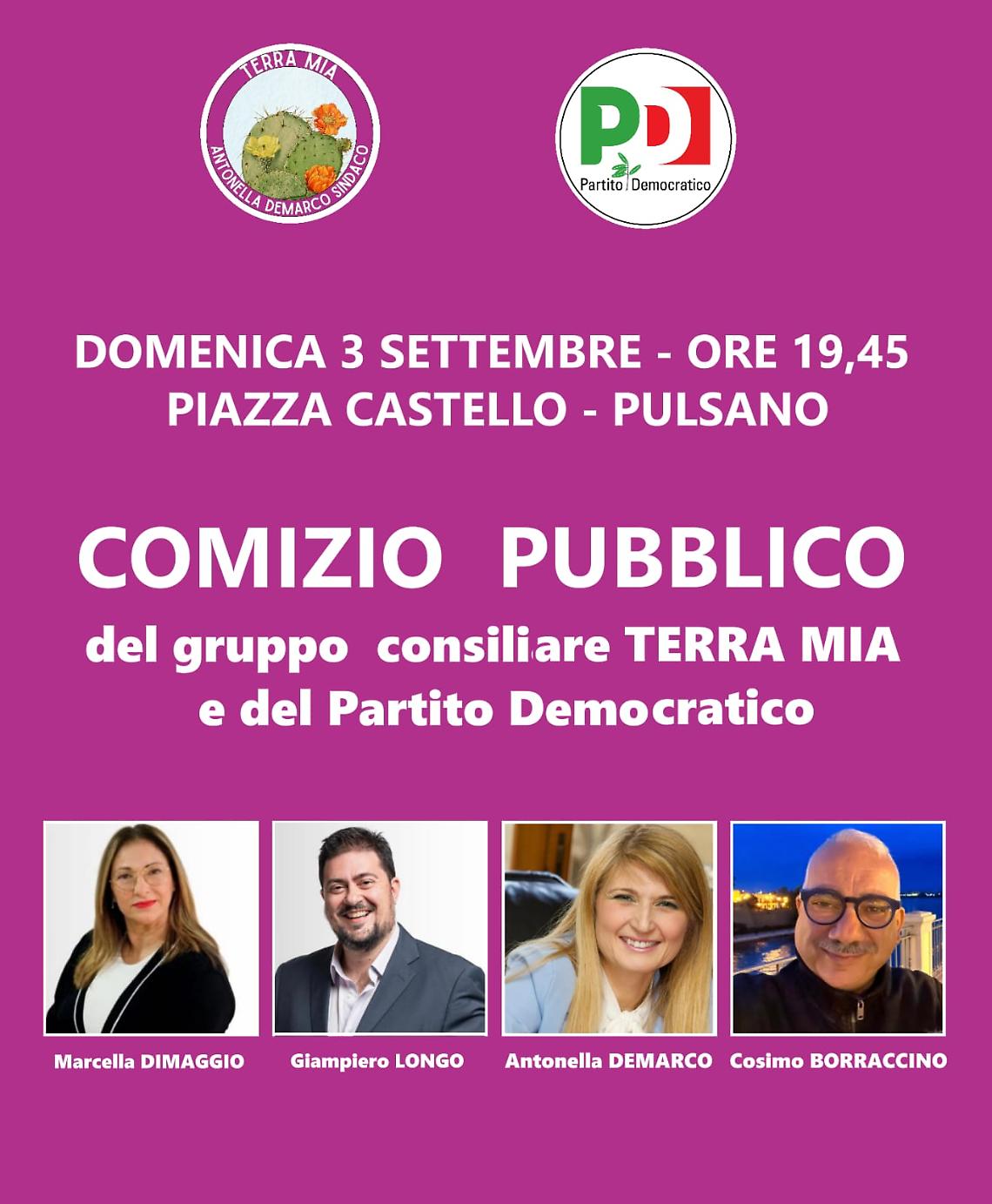 Comizio in piazza Castello a Pulsano