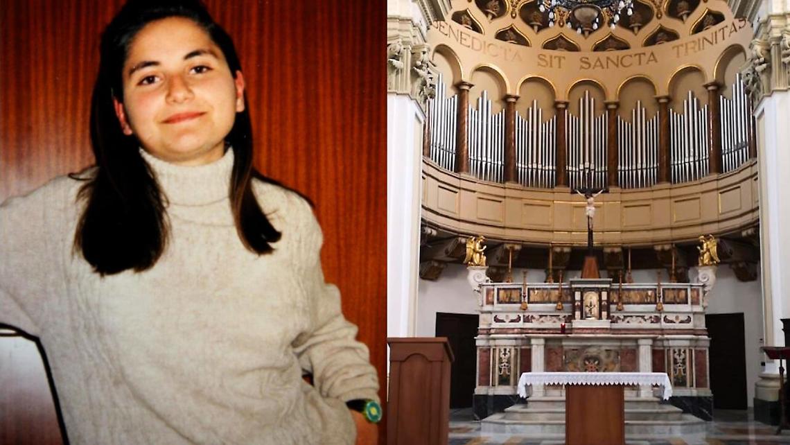 Elisa Claps, scomparsa il 12 settembre del 1993, e la chiesa della Santissima Trinità di Potenza (Basilicata), nel cui sottotetto sono stati trovati i resti del corpo.