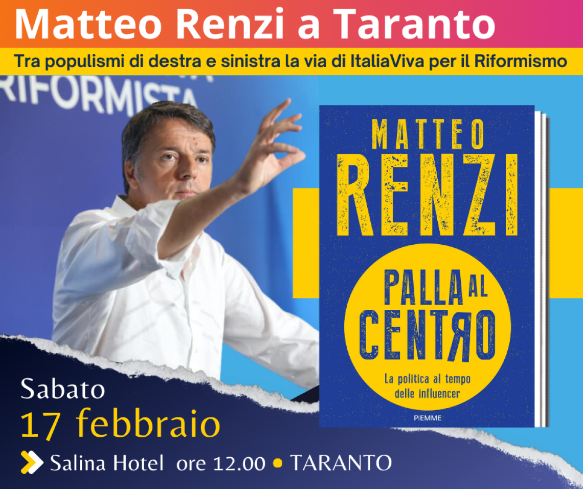 Matteo Renzi a Taranto per presentare il suo ultimo libro