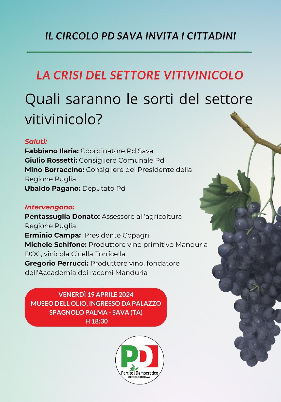 Incontro sul settore vitivinicolo a Sava