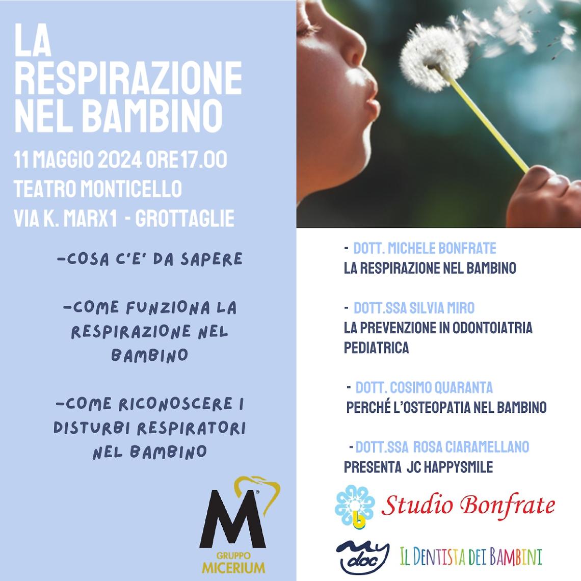 Sabato 11 maggio a Grottaglie lo Studio Bonfrate ha organizzato un convegno su "La respirazione del bambino"
