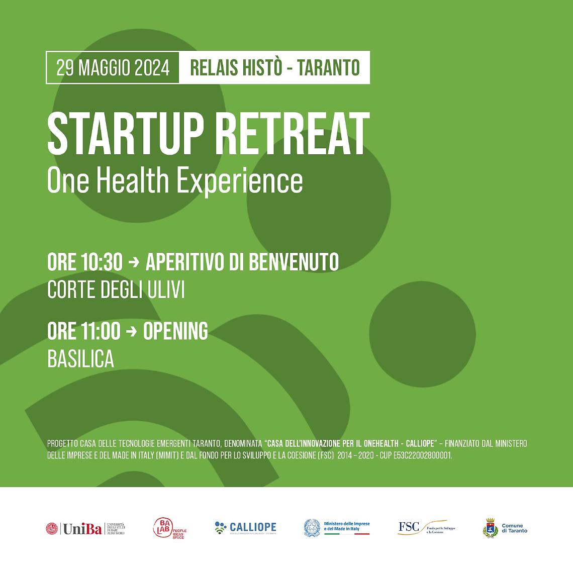 “Startup Retreat”, il programma di accelerazione dedicato alle startup innovative nel settore One Health