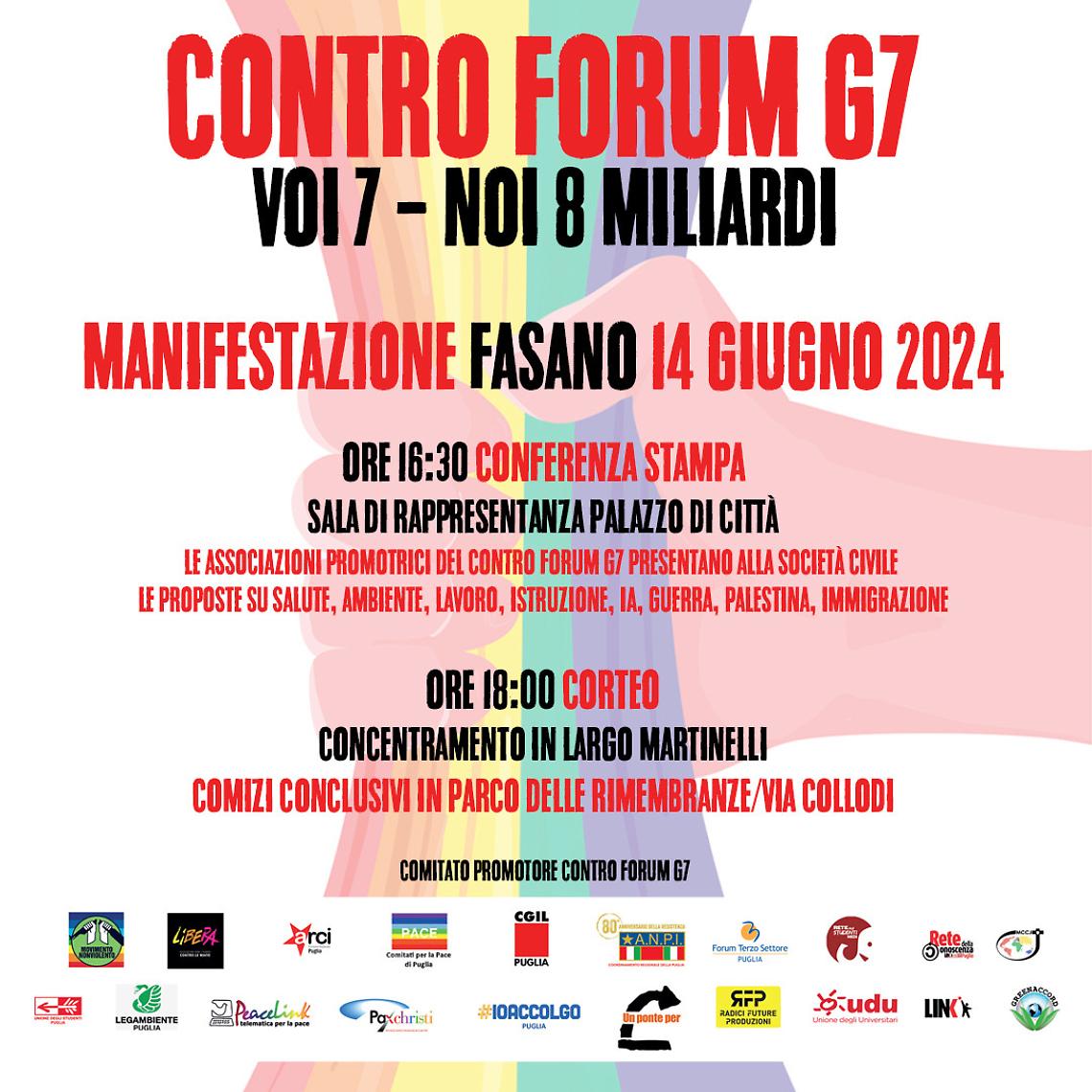 La mobilitazione "Contro Forum G7" a Fasano