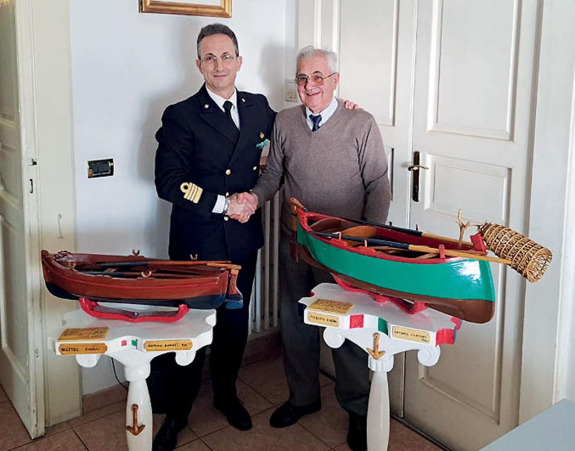 Il  Capitano di Vascello Rosario Meo e il Maestro d’ascia Antonio Portacci