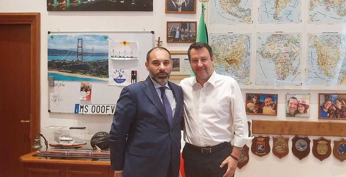 Un momento dell'incontro tra il sindaco Rinaldo Melucci ed il ministro Matteo Salvini