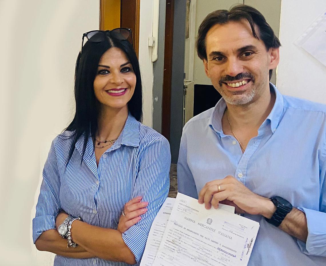 Il comandante Antonella Scarciglia ed il presidente di Kyma Mobilità Daniele D'Ambrosio