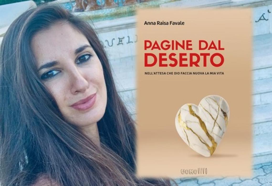 Anna Raisa Favale e la copertina del suo libro, "Pagine dal deserto"