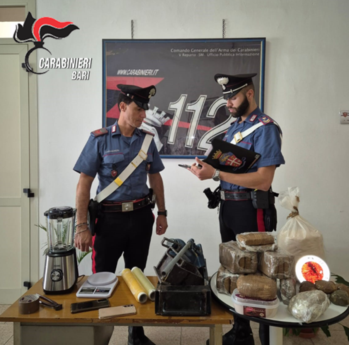 La droga sequestrata dai carabinieri