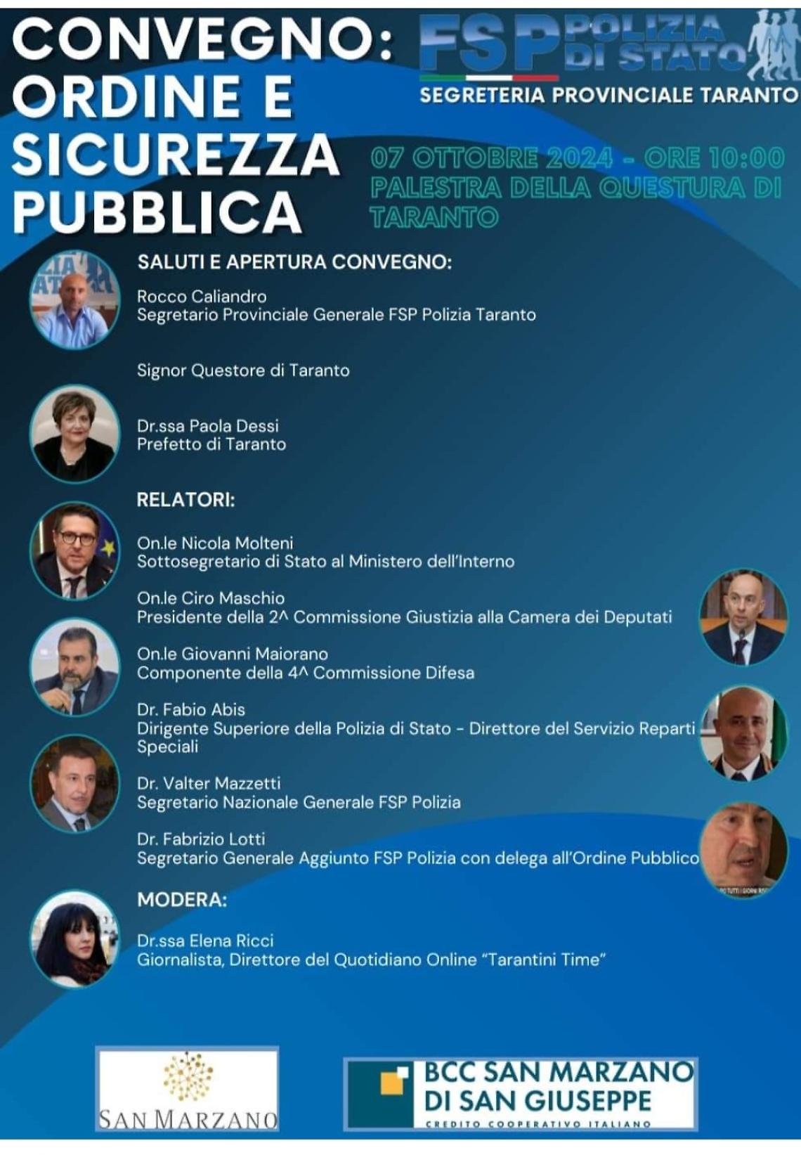 Il convegno su Ordine e sicurezza pubblica a Taranto