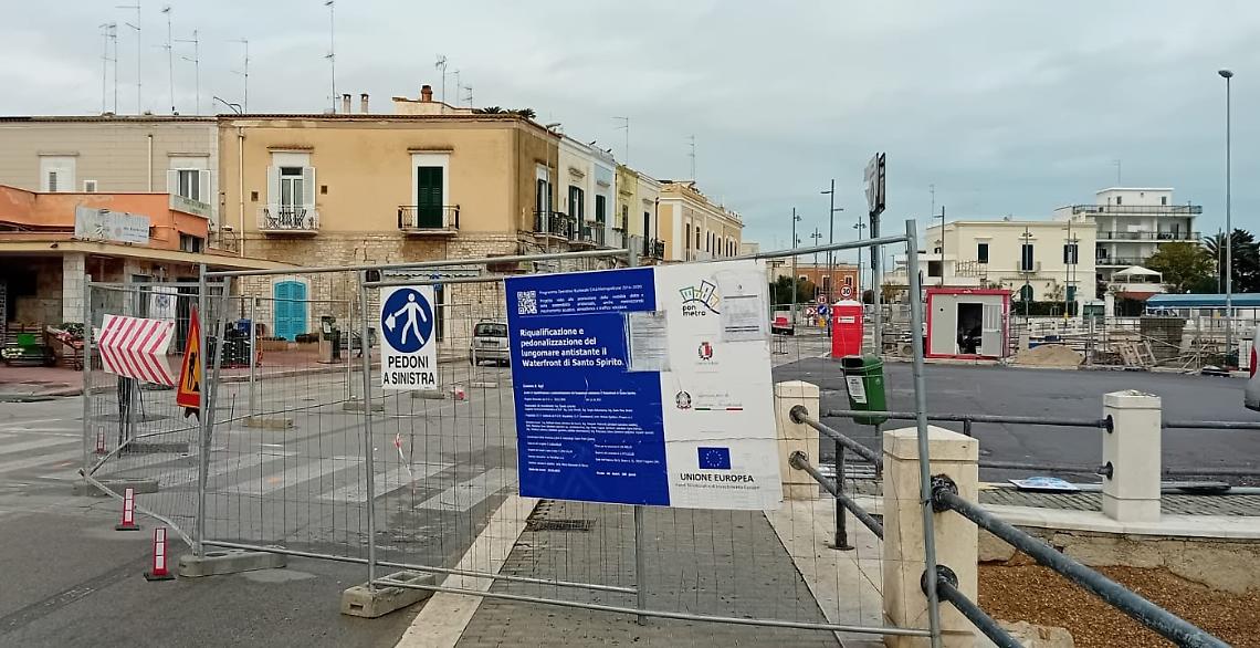 I lavori sul Lungomare di Santo Spirito a Bari