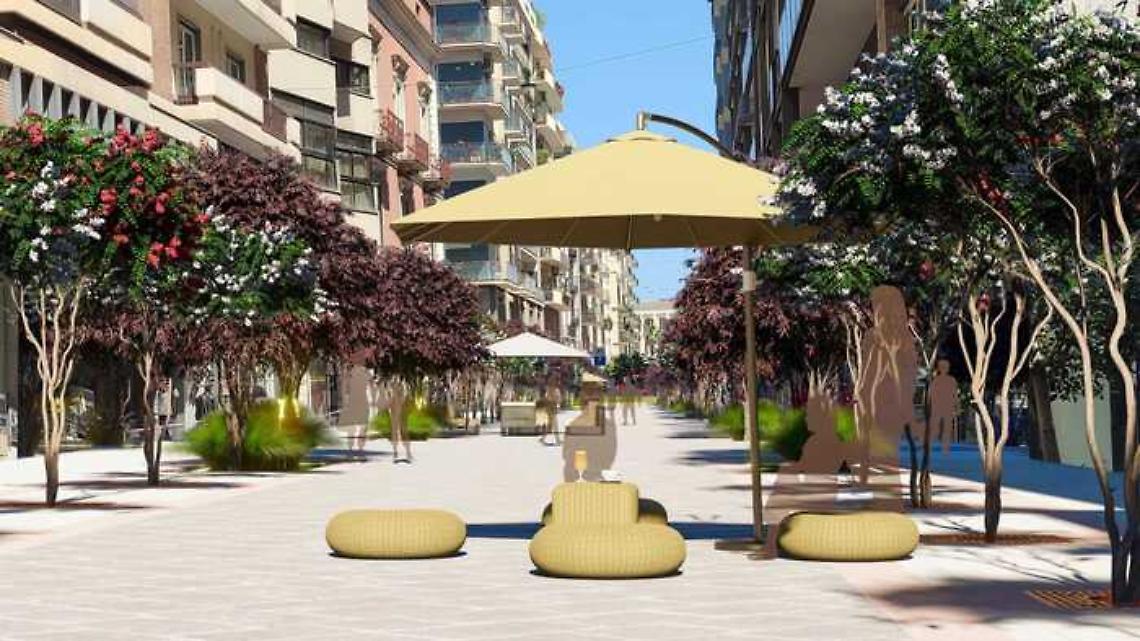 Il rendering della nuova via Argiro a Bari
