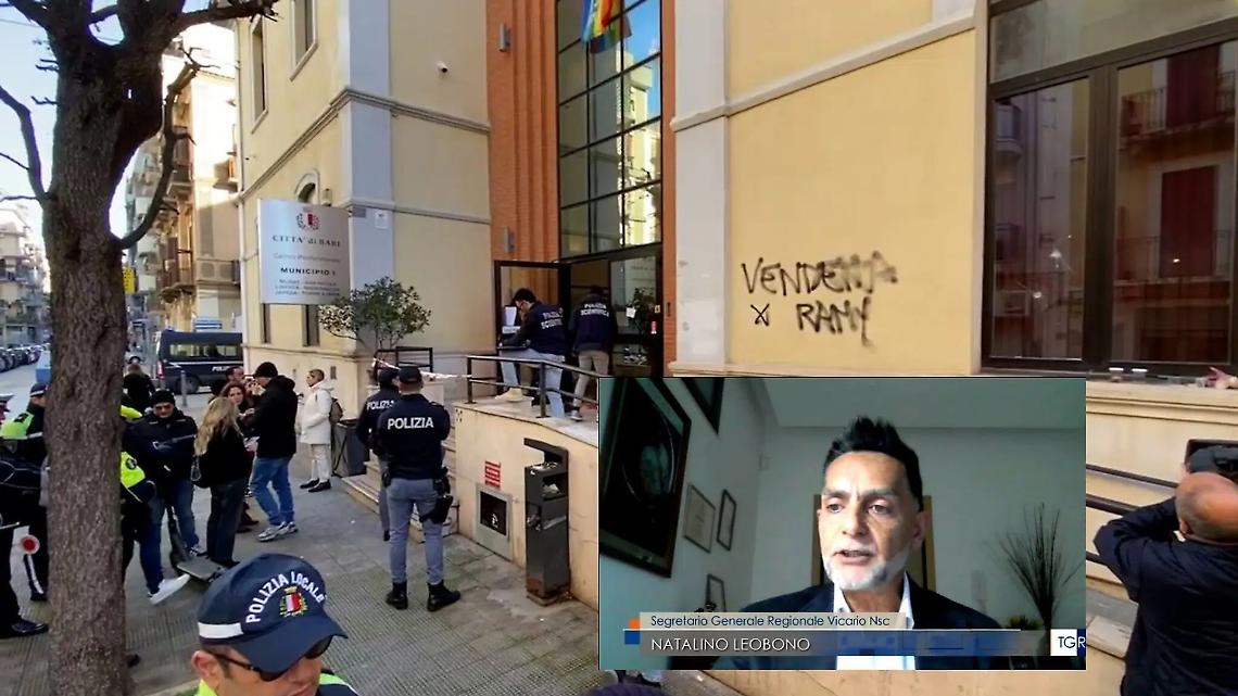 Il raid vandalico al Municipio I di Bari e nel riquadro Natalino Leobono