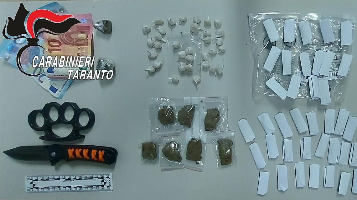 Droga, armi e soldi sequestrati dai carabinieri di Castellaneta