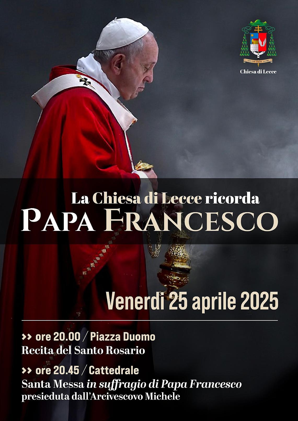 La chiesa di Lecce prega per Papa Francesco 
