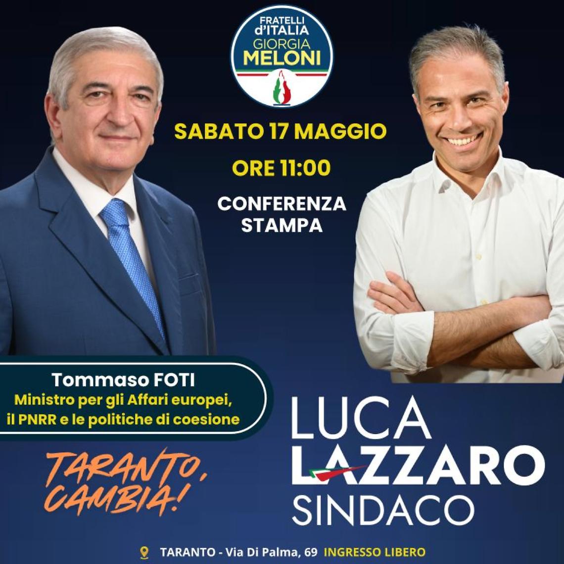 Il Ministro Tommaso Foti a Taranto con Luca Lazzàro