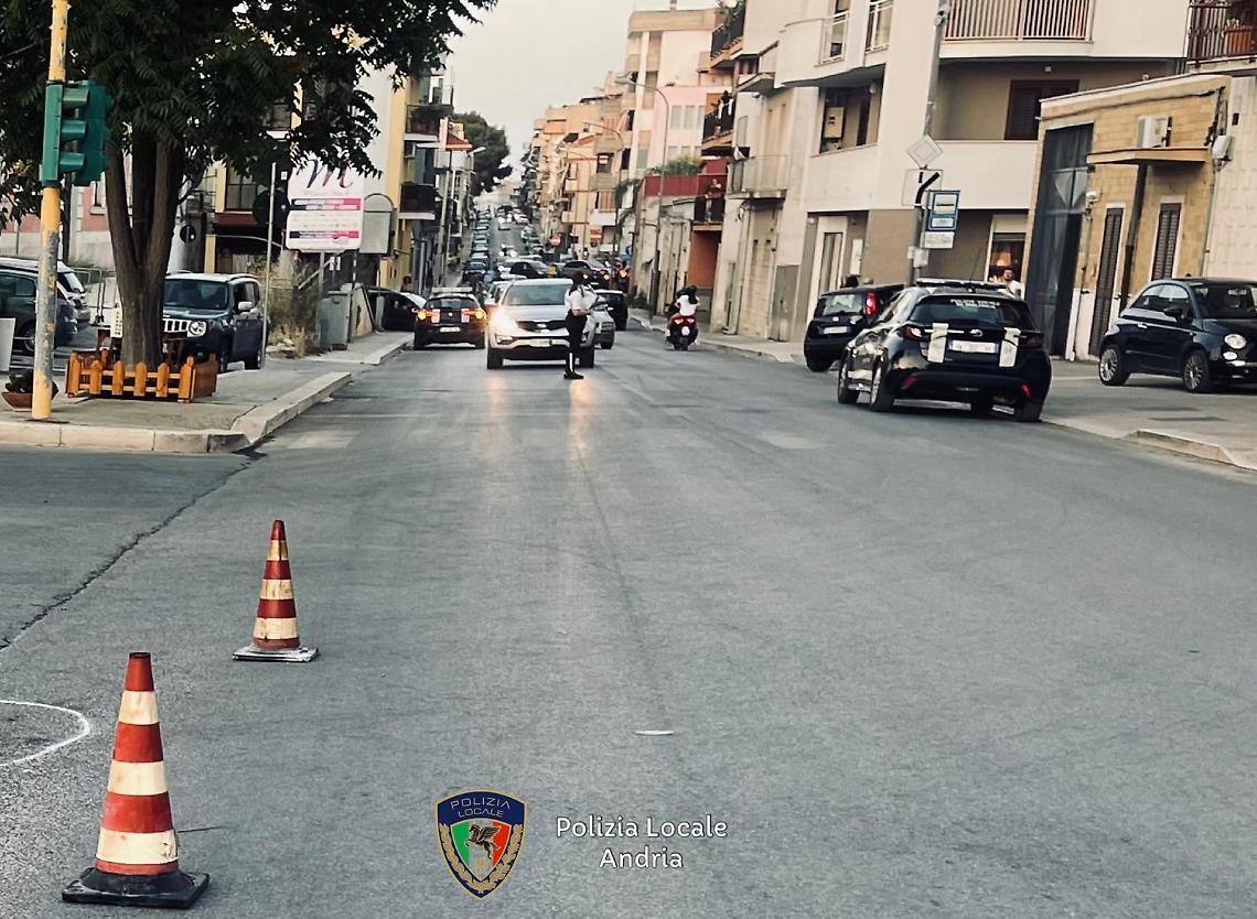 Il luogo dell'incidente che ha coinvolto un monopattino - foto Polizia Locale di Andria