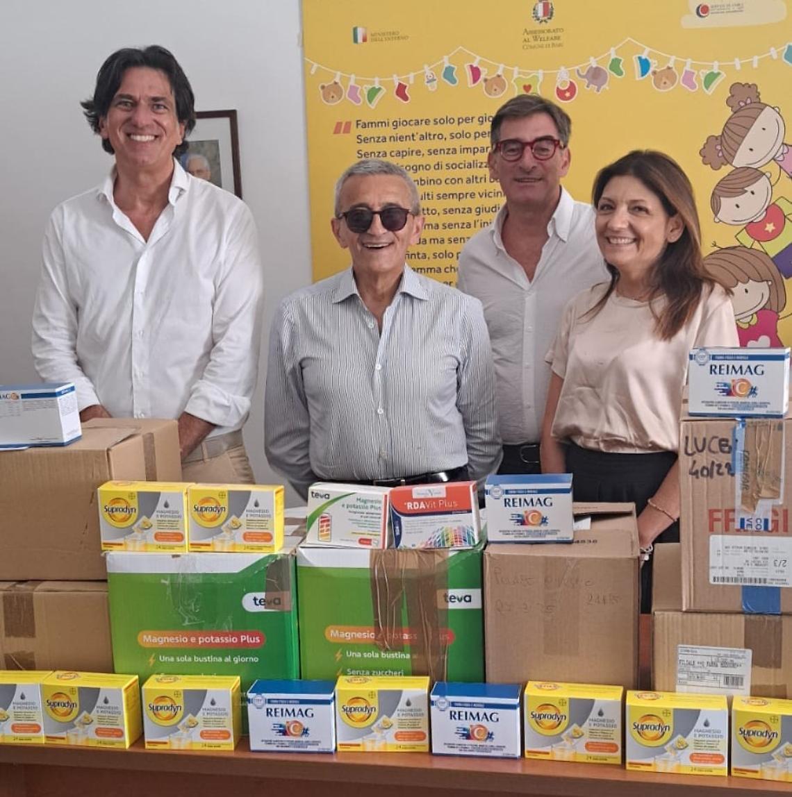 I prodotti donati da Federfarma Bari al Comune
