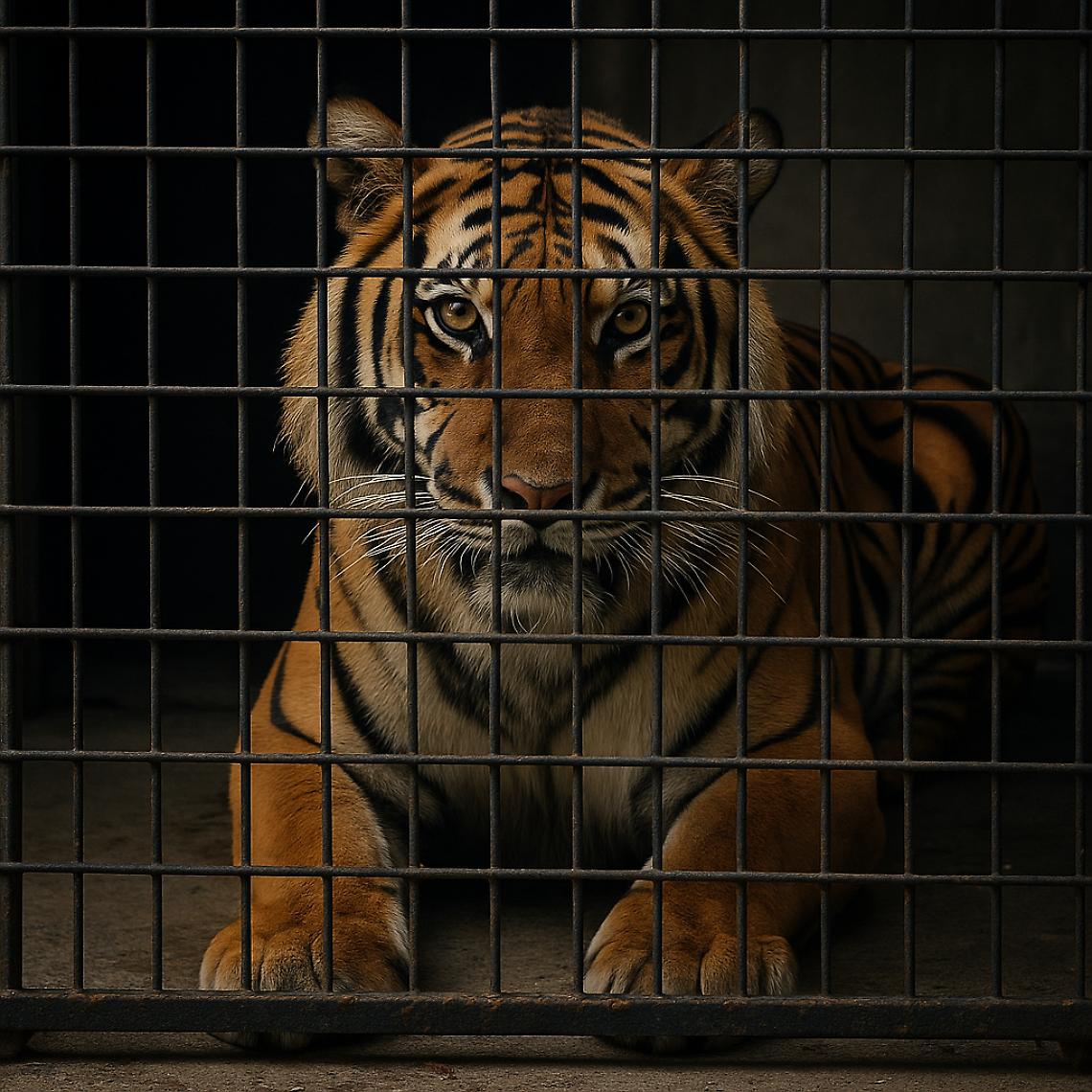 Una tigre in gabbia - foto realizzata con Ai