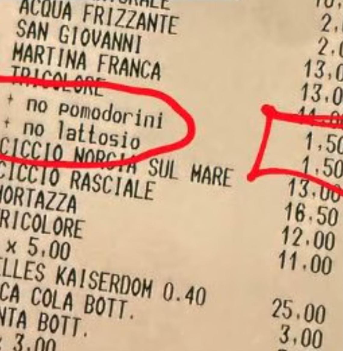 Lo scontrino incriminato