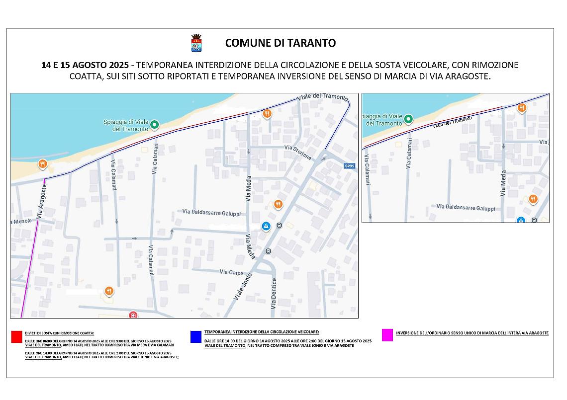 Stop alla circolazione a Viale del Tramonto per il Ferragosto