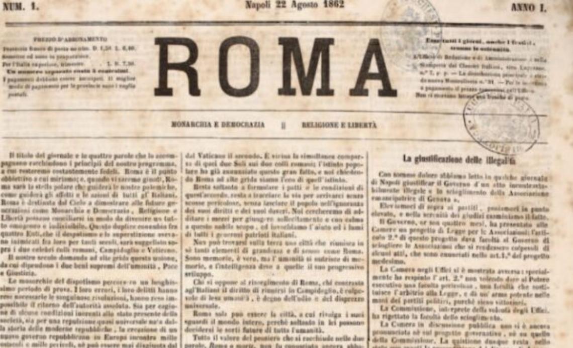 Il primo numero del Quotidiano napoletano "Roma"
