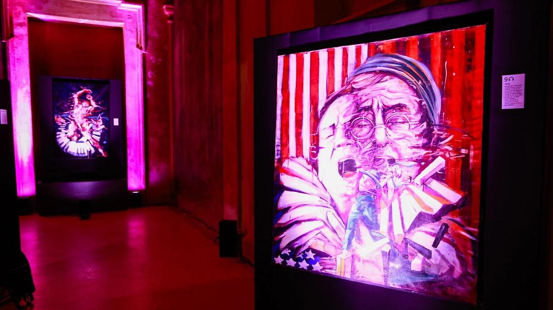 Una delle opere di Kotè in mostra a Bologna per l'esposizione dedicata a Lucio Dalla
