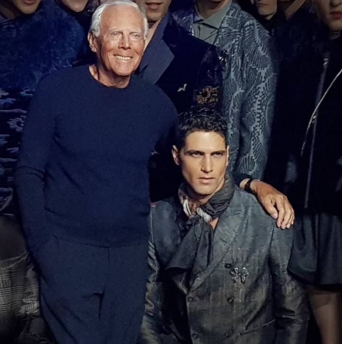 Fabio Mancini con Giorgio Armani