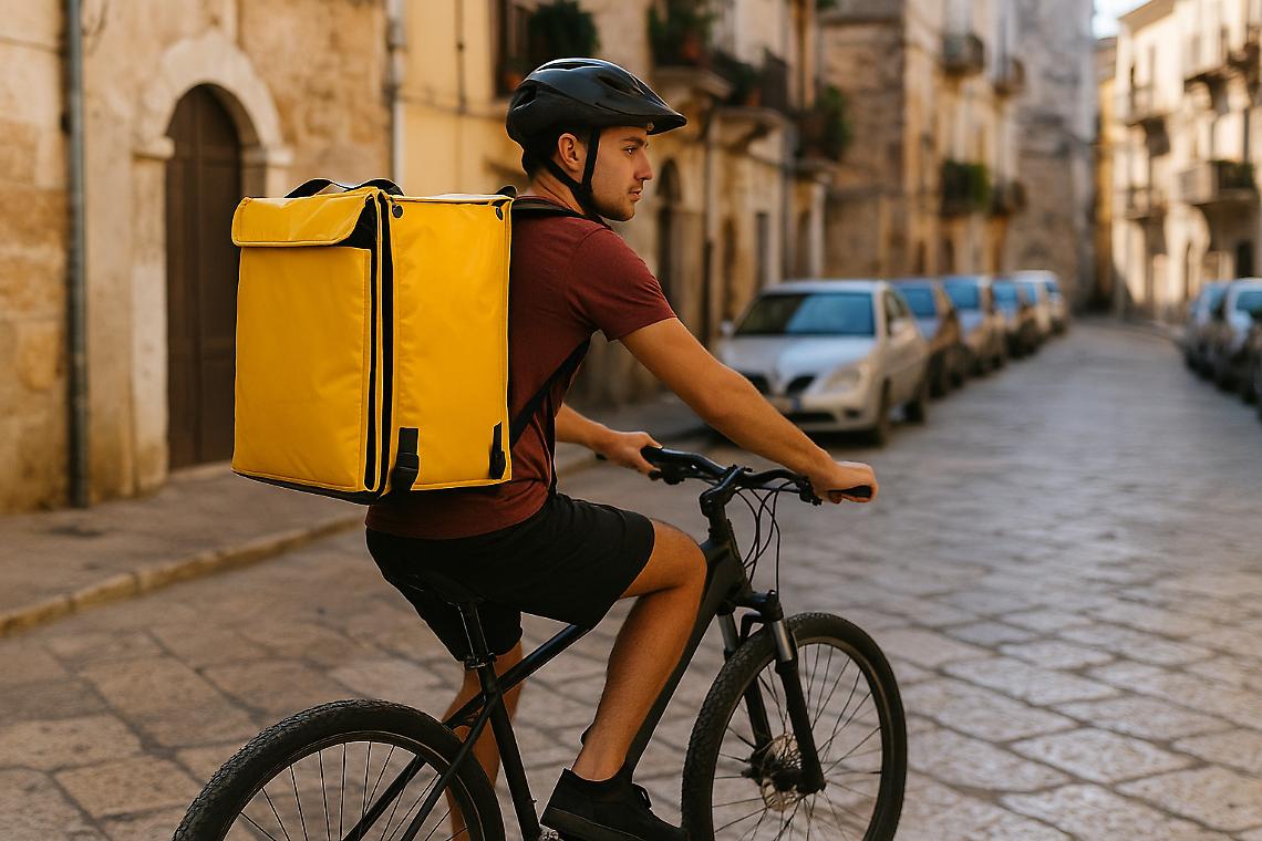 Un rider al lavoro - foto realizzata con Ai