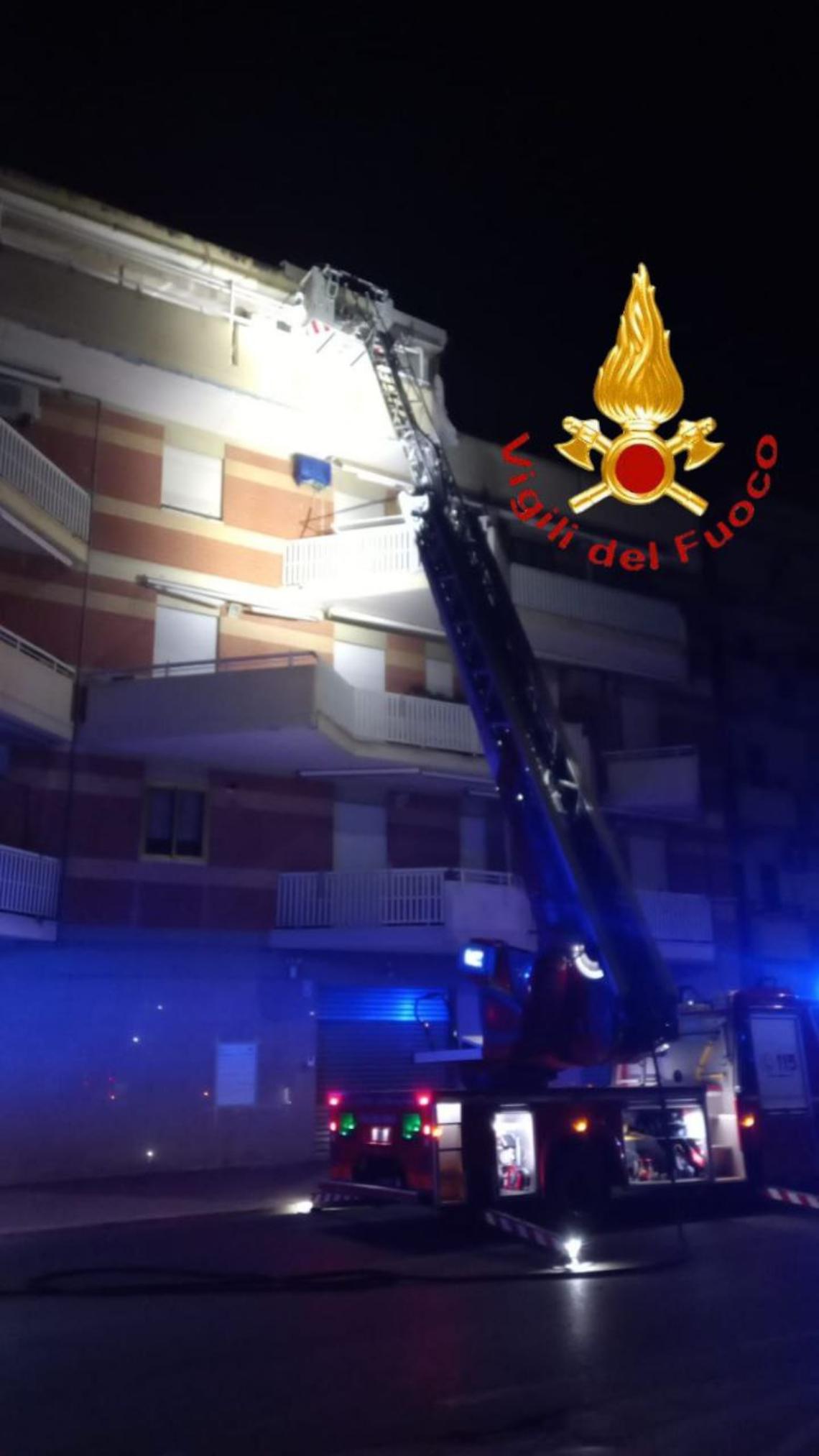 Incendio in un appartamento a Margherita di Savoia