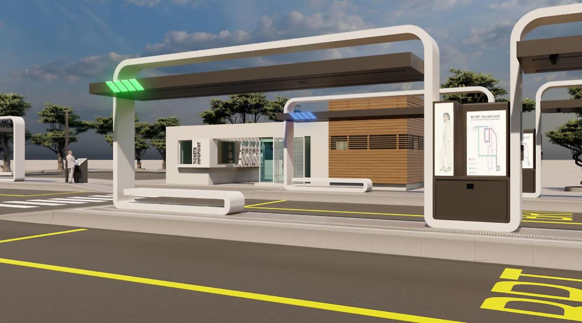 Il rendering del capolinea BRT in via di Maratona a Bari