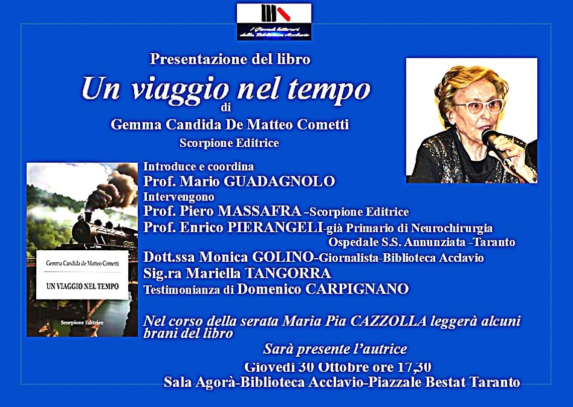 La presentazione del libro Un viaggio nel tempo di Gemma Vandida De Matteo Cometti