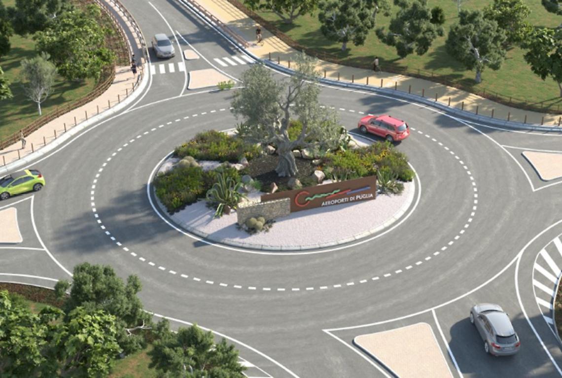 Il rendering della rotatoria nei pressi dell'aeroporto di Bari