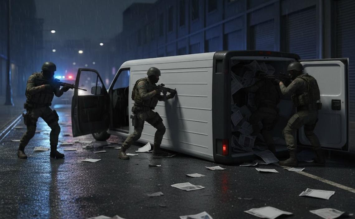 Assaltato un furgone che trasporta giornali - foto realizzata con Ai