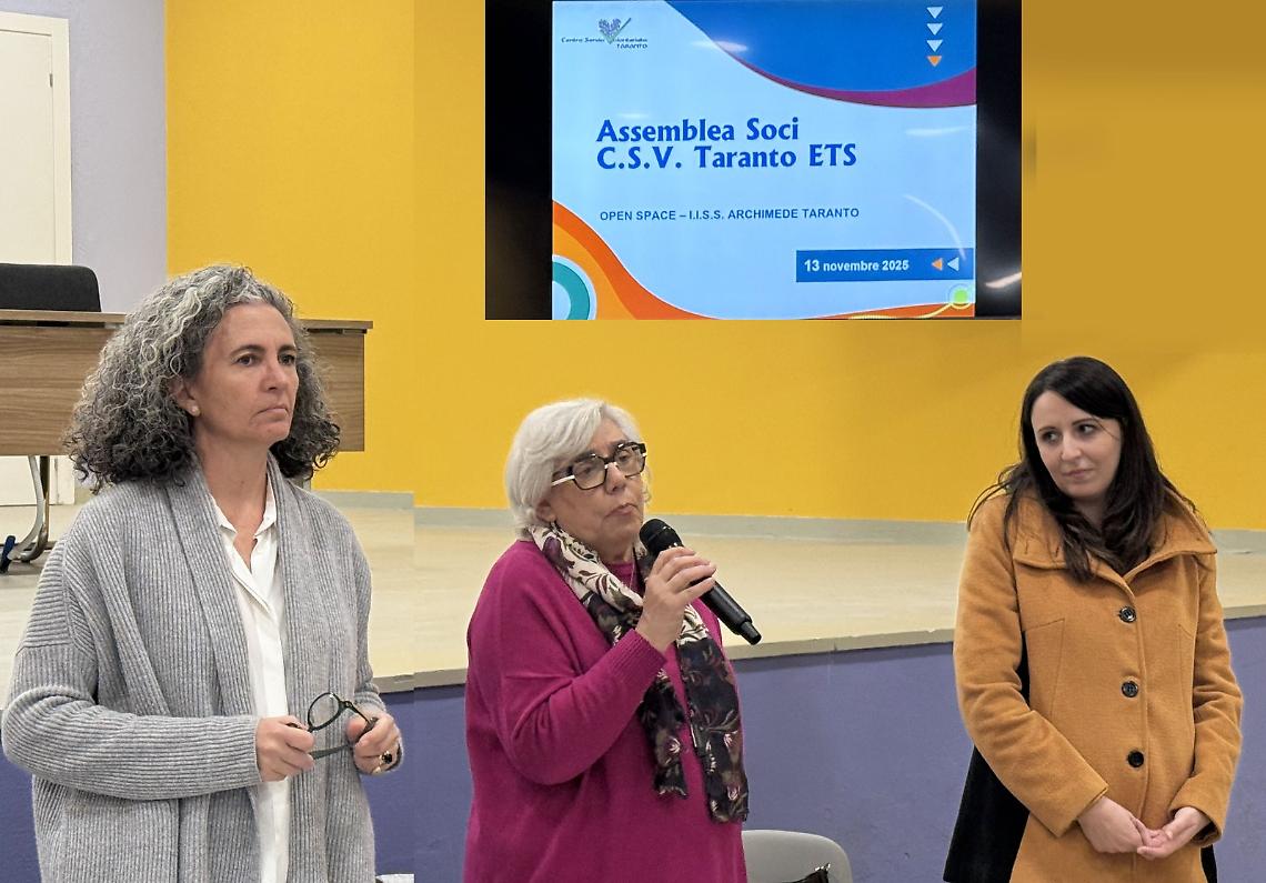 La notizia nell'Assemblea che ha approvato all'unanimità il Piano delle attività 2026 del Csv Taranto Ets