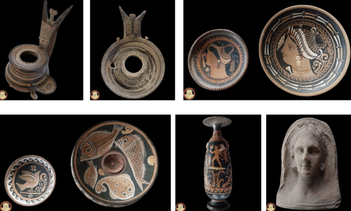 Alcuni dei reperti archeologici recuperati