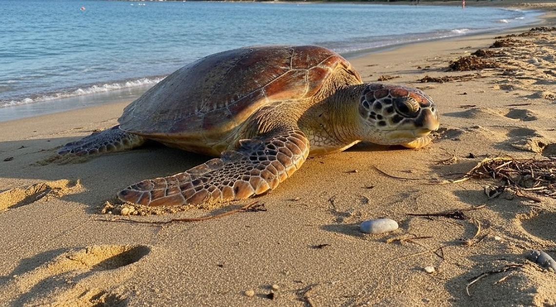 Una tartaruga spiaggiata