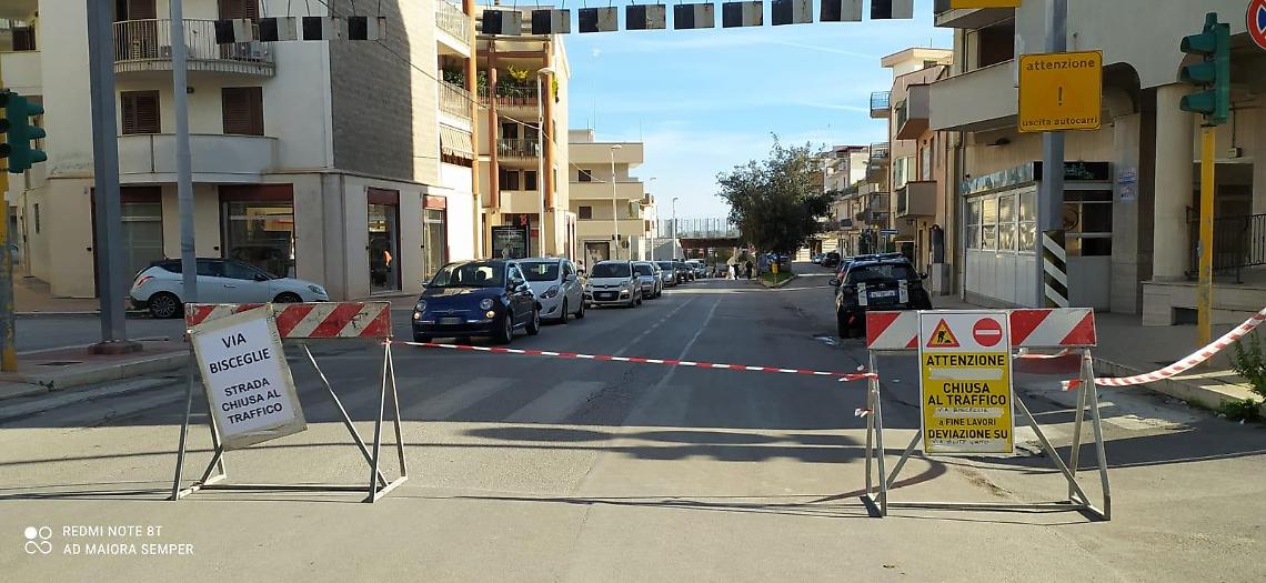 L'interruzione di via Bisceglie ad Andria