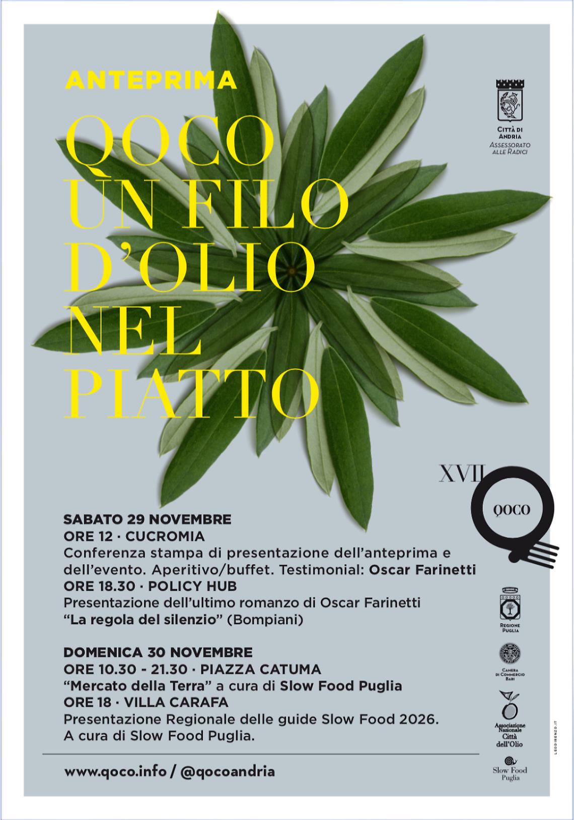 L'anteprima di Qoco, un filo d'olio nel piatto ad Andria