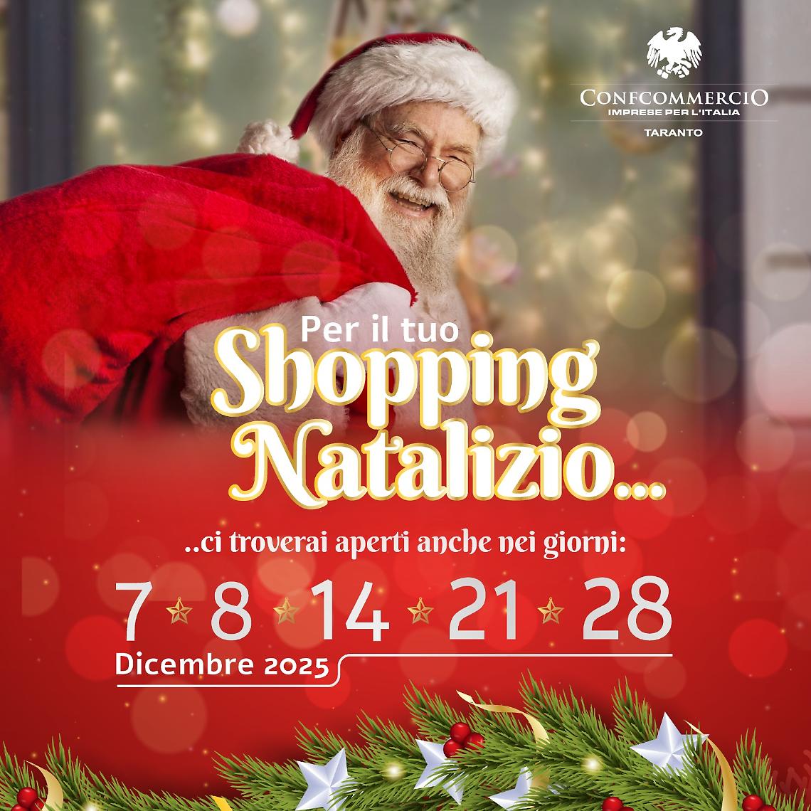 Natale, ecco il calendario delle aperture a Taranto per lo shopping