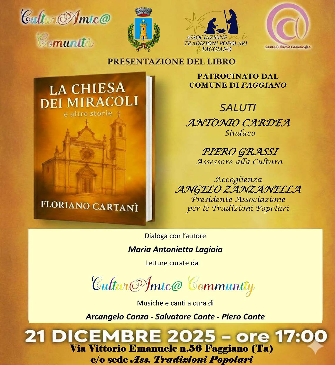 Alla riscoperta della propria memoria: il libro di Floriano Cartan&igrave; diventa rito collettivo