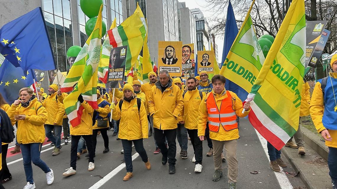 Gli agricoltori pugliesi a Bruxelles questa mattina