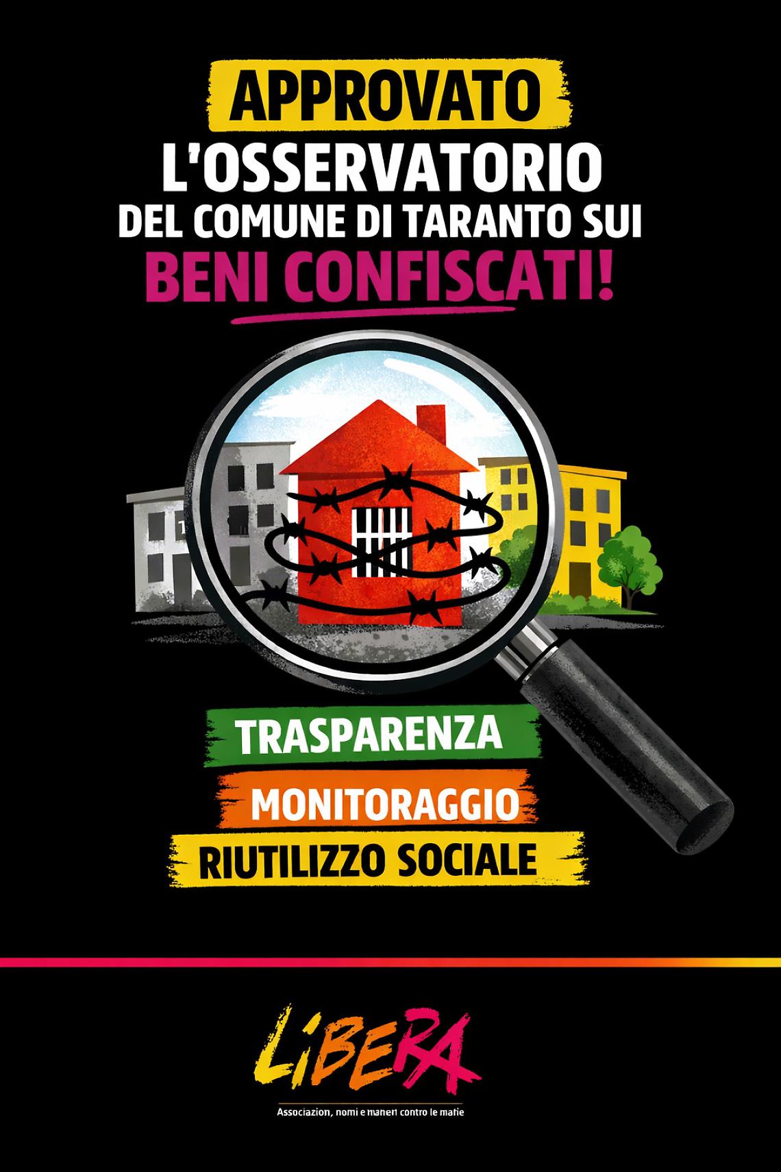 Nasce l'Osservatorio del Comune di Taranto sui beni confiscati