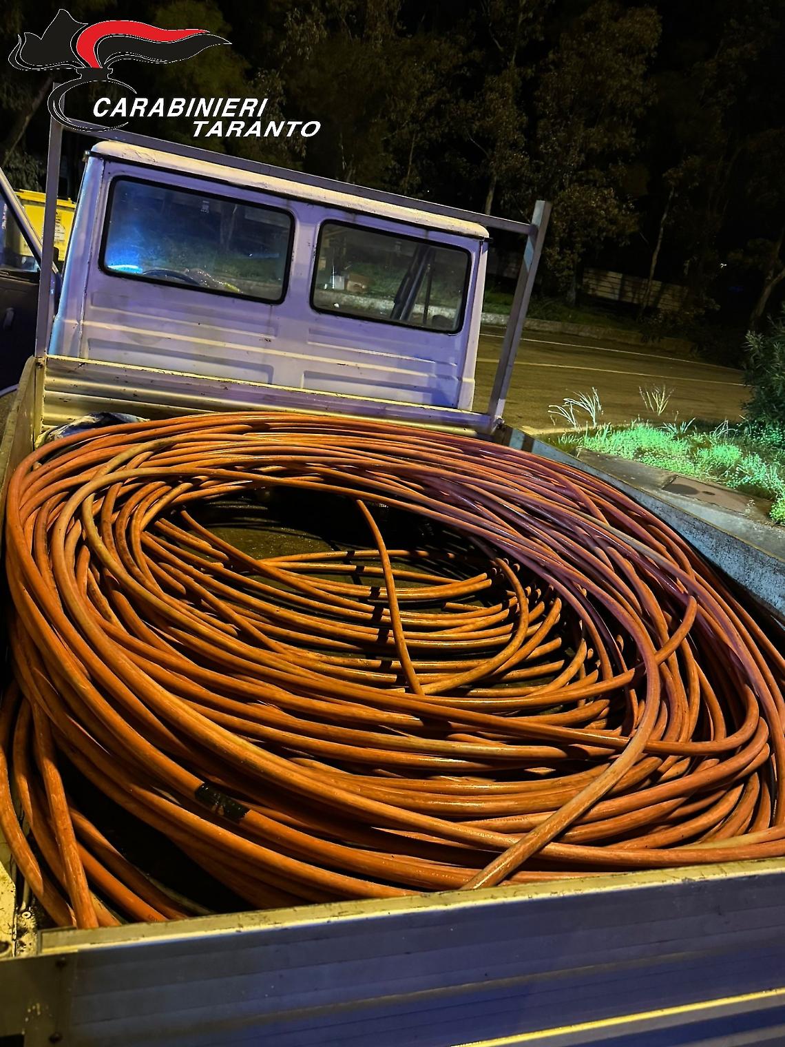 Il rame recuperato dai carabinieri