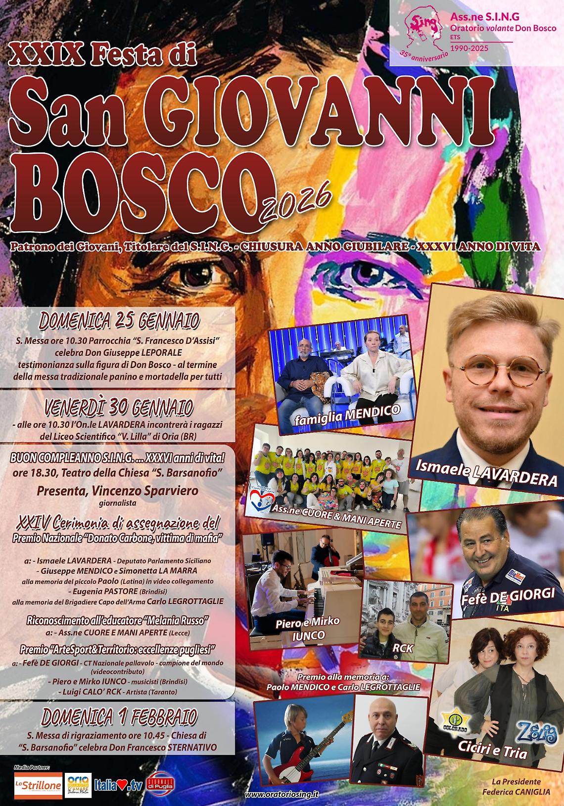 Legalit&agrave; e infanzia al centro della Festa di San Giovanni Bosco, Oria celebra il S.I.N.G.