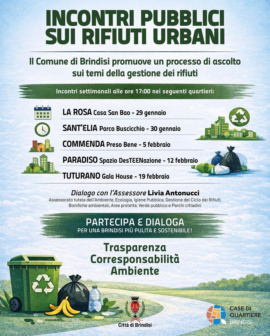 Incontri sui rifiuti urbani a Brindisi