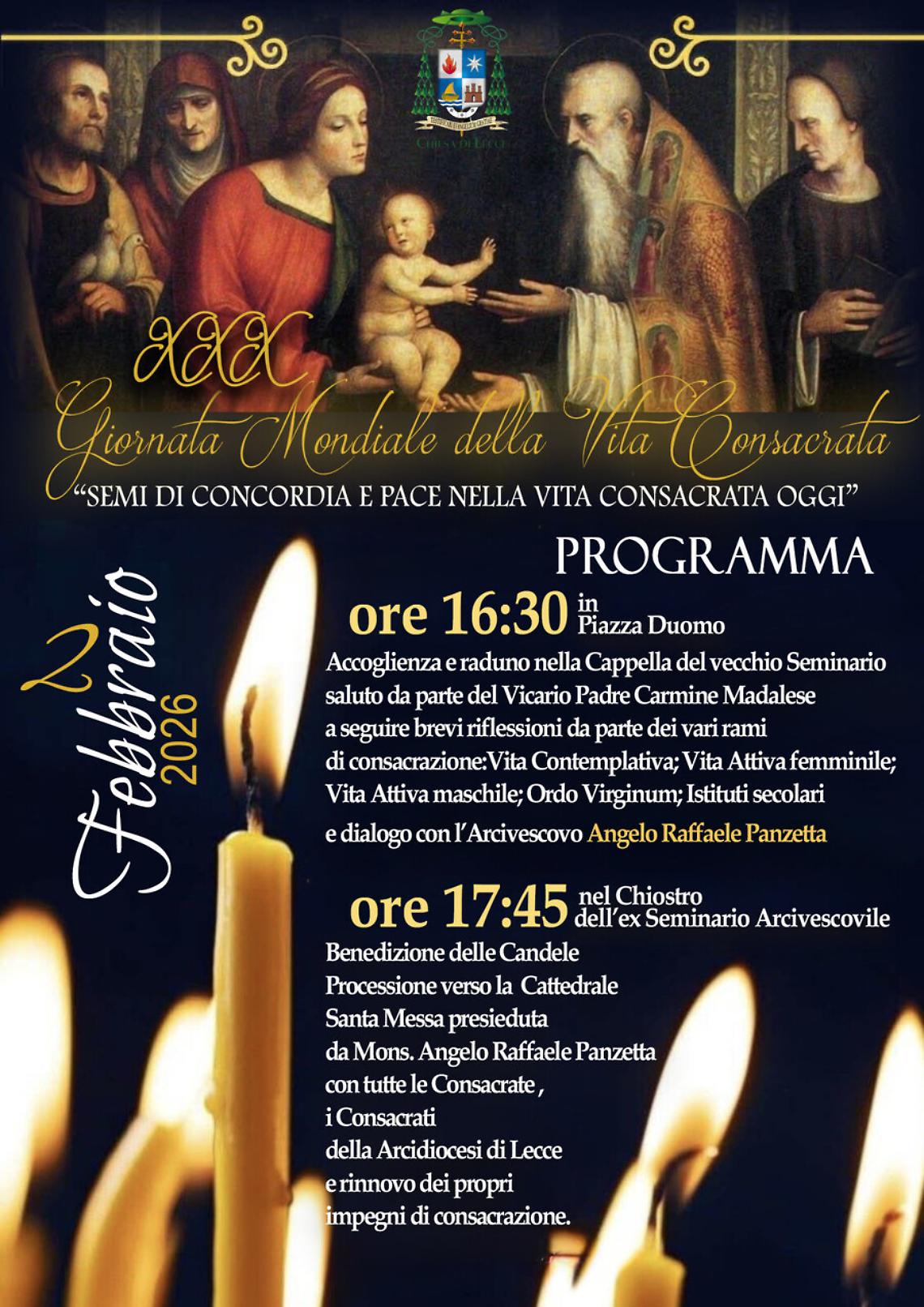 Vita consacrata, la Chiesa di Lecce celebra la giornata mondiale