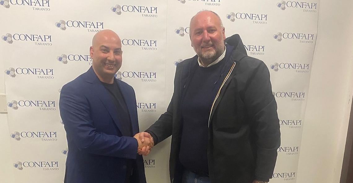 Il presidente di Confapi Taranto, ing. Fabio Greco con il neoeletto presidente della Sezione Unionmeccanica di Confapi Taranto, Gianluca Minervini